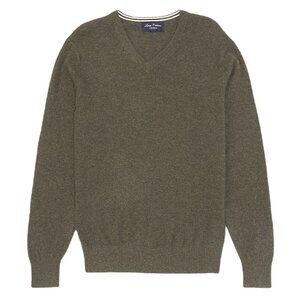 Cremieux Daniel Men’s Small Olive 100% Cashmere Luxury V-Neck Pullover Sweater